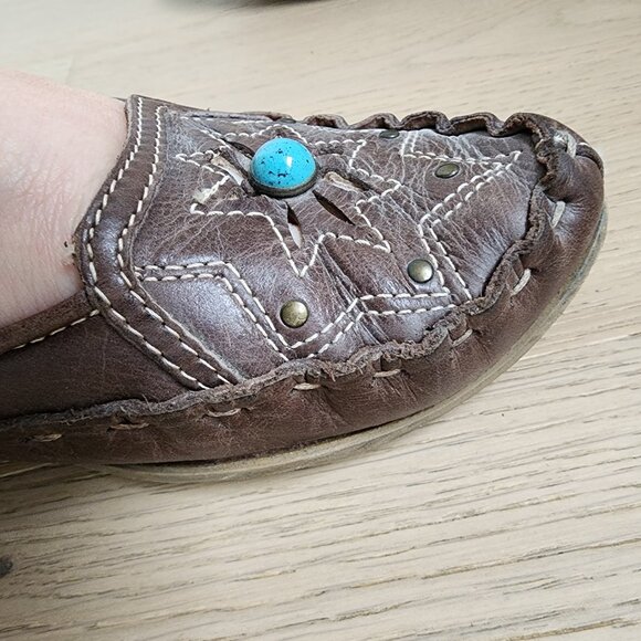 Browns size 7 brown leather moccasin flats - Picture 4 of 11